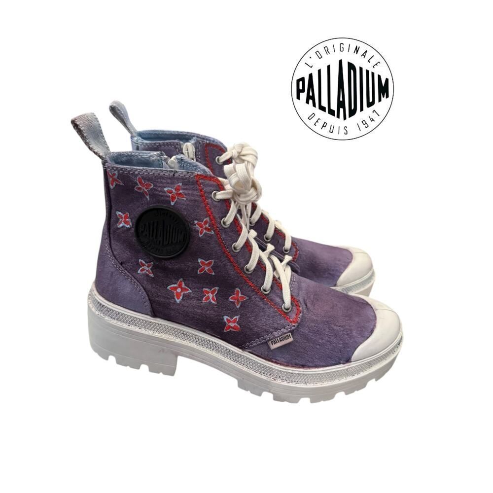 New Palladium CUSTOM Pallabase Twill Star White Women’s Boots 8